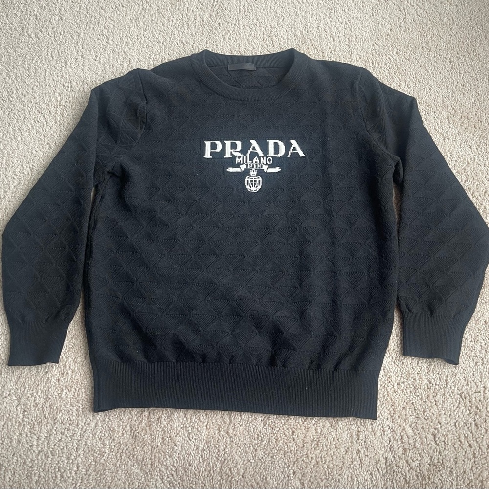 Prada Black Crewneck Men's Sweater